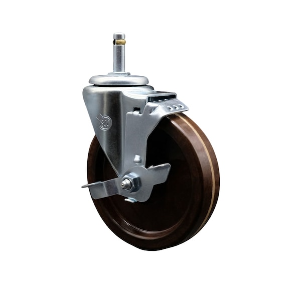 5'' High Temp Phenolic Wheel Swivel 7/16'' Grip Ring Stem Caster Brake